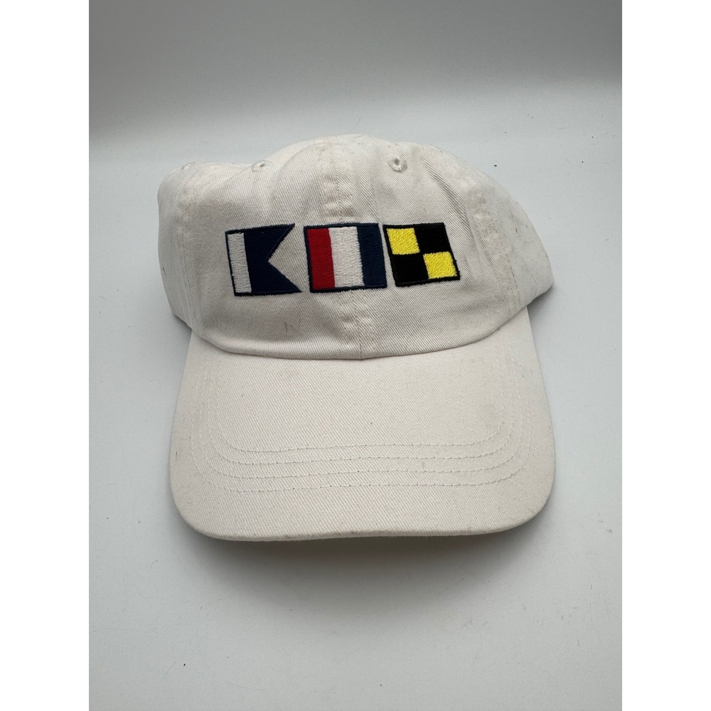 Regatta Reserve Mens White Cotton Baseball Cap Nautical Signal Flags Strapback